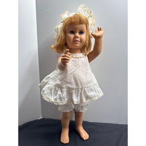 Vtg 1960s 20" Chatty Cathy Doll Blonde Hair Blue Eyes Pull String White Dress Ma